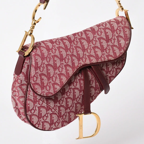 極美品 Christian Dior クリスチャンディオール サドルバッグ トロッター 総柄 コットンキャンバス ショルダーバッグ RU0012 中古 4a001999