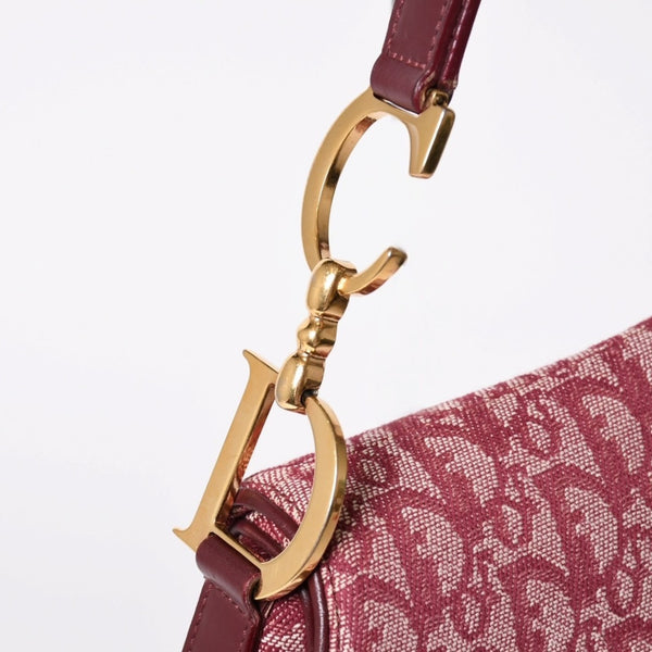 極美品 Christian Dior クリスチャンディオール サドルバッグ トロッター 総柄 コットンキャンバス ショルダーバッグ RU0012 中古 4a001999