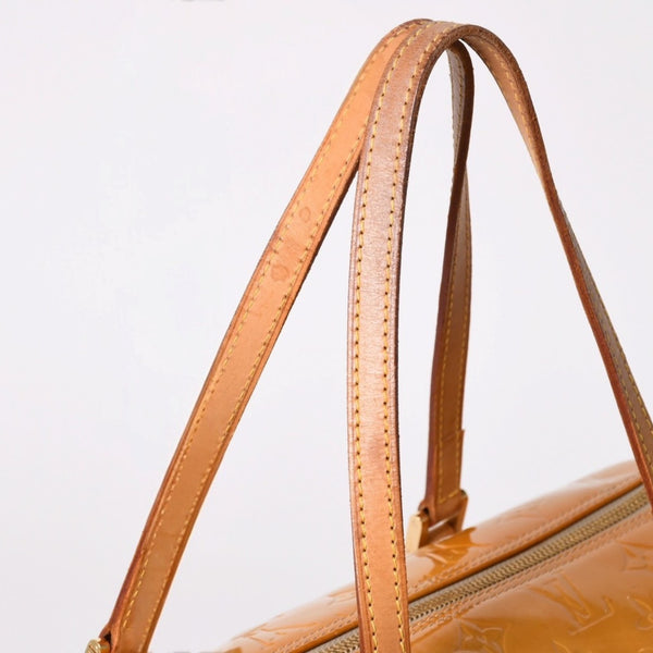 LOUIS VUITTON ルイヴィトン モノグラム ヴェルニ ヘッドフォード ハンドバッグ ボストンバッグ イエロー パテント レザー M91006 美品 中古 4a002497