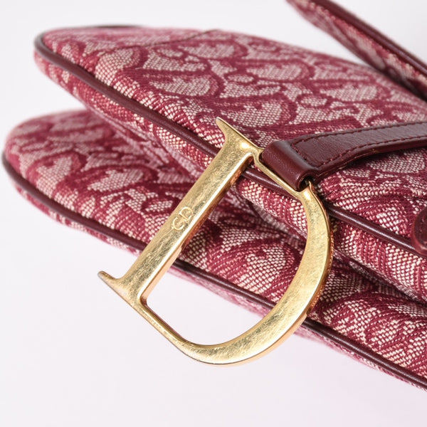 極美品 Christian Dior クリスチャンディオール サドルバッグ トロッター 総柄 コットンキャンバス ショルダーバッグ RU0012 中古 4a001999