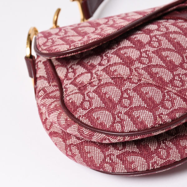 極美品 Christian Dior クリスチャンディオール サドルバッグ トロッター 総柄 コットンキャンバス ショルダーバッグ RU0012 中古 4a001999