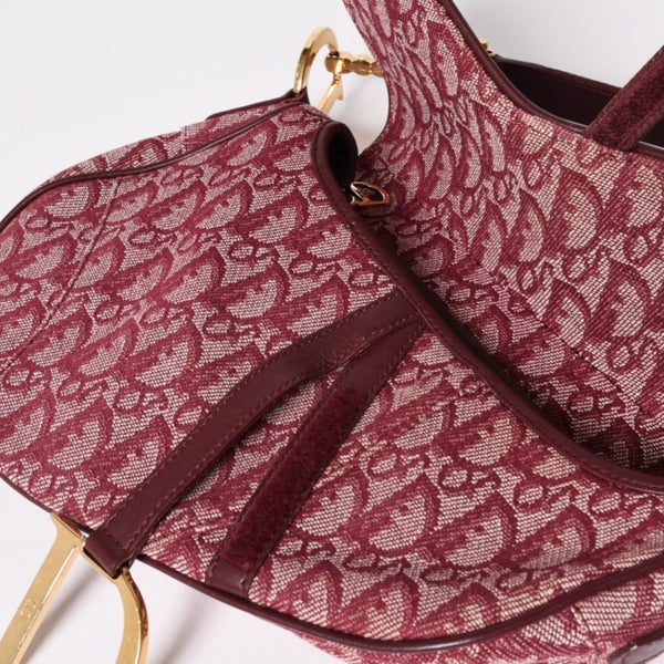 極美品 Christian Dior クリスチャンディオール サドルバッグ トロッター 総柄 コットンキャンバス ショルダーバッグ RU0012 中古 4a001999