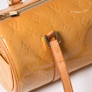 LOUIS VUITTON ルイヴィトン モノグラム ヴェルニ ヘッドフォード ハンドバッグ ボストンバッグ イエロー パテント レザー M91006 美品 中古 4a002497