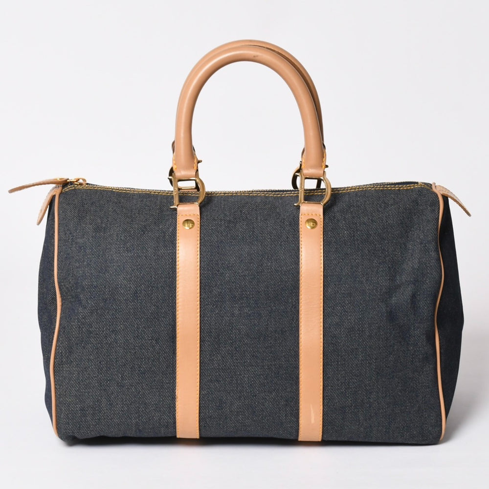 極美品 Christian Dior クリスチャンディオール トロッター ハンドバッグ デニム 35cm ボストン ゴールド金具 中古 4a002506