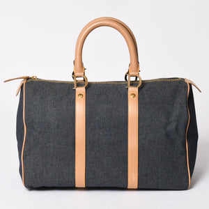 極美品 Christian Dior クリスチャンディオール トロッター ハンドバッグ デニム 35cm ボストン ゴールド金具 中古 4a002506