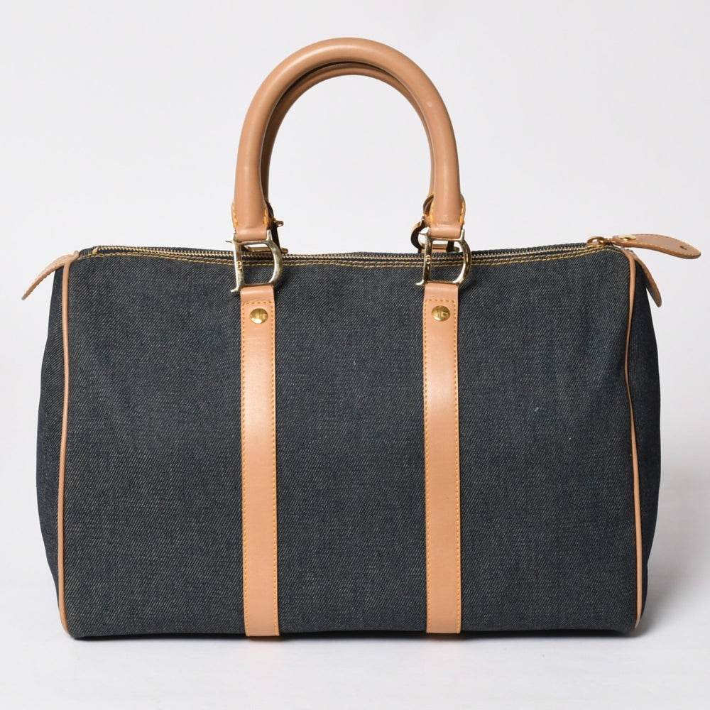 極美品 Christian Dior クリスチャンディオール トロッター ハンドバッグ デニム 35cm ボストン ゴールド金具 中古 4a002506