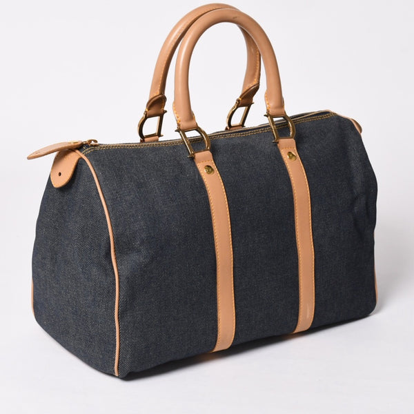 極美品 Christian Dior クリスチャンディオール トロッター ハンドバッグ デニム 35cm ボストン ゴールド金具 中古 4a002506