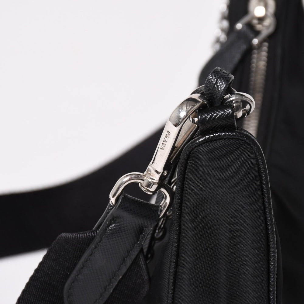 Very Good Condition PRADA Hobo One Shoulder Bag 1BH204 Triangle Logo Triangle Logo Plate Nylon Black Used 4a002395