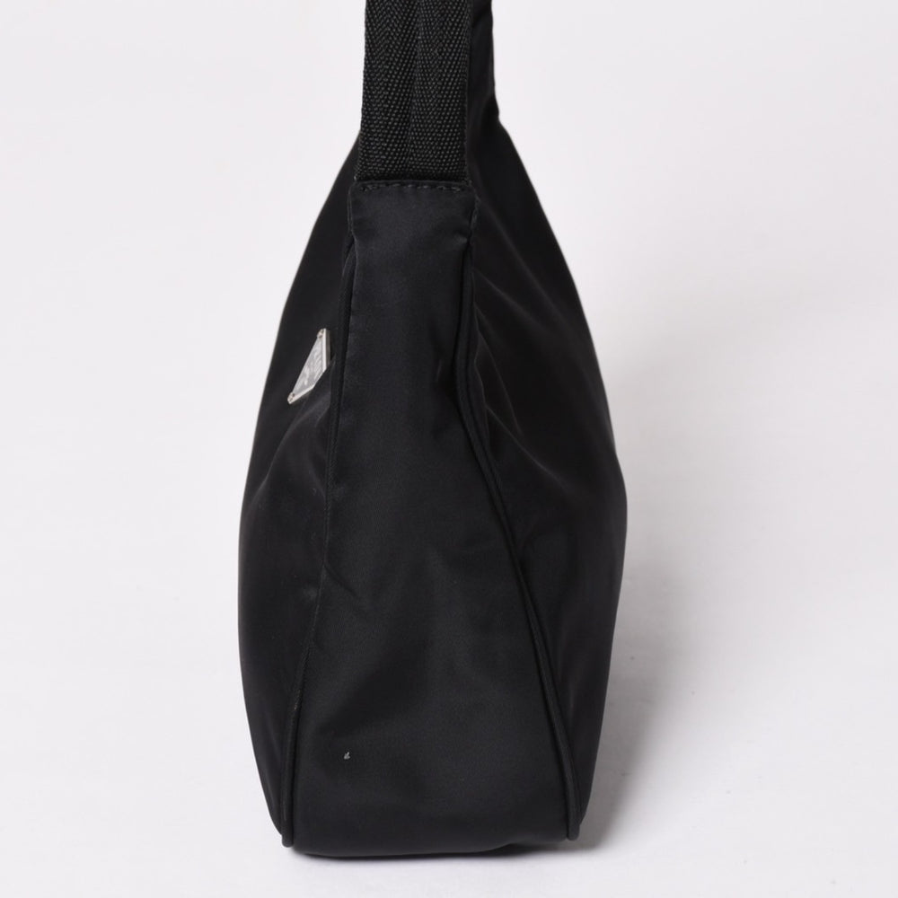 Very Good Condition PRADA Hobo Handbag MV515 Triangle Logo Triangle Logo Plate Nylon Black Used 4a003029