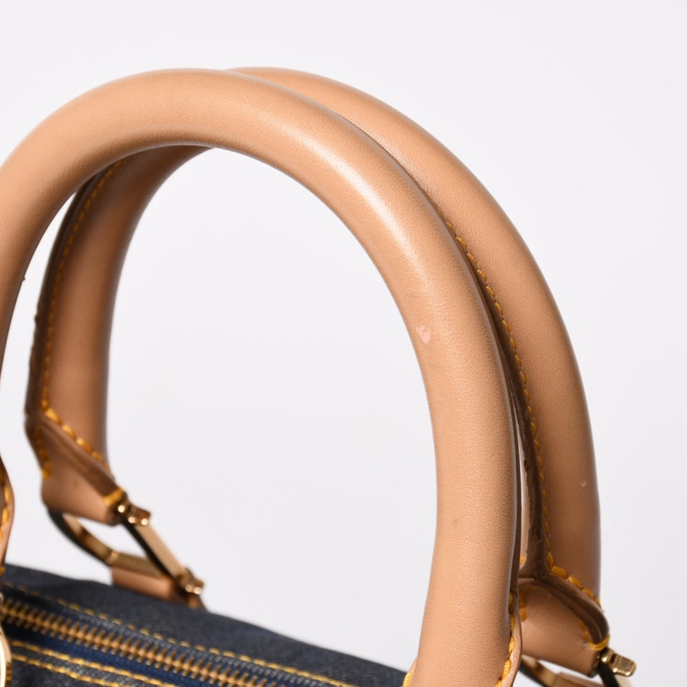 極美品 Christian Dior クリスチャンディオール トロッター ハンドバッグ デニム 35cm ボストン ゴールド金具 中古 4a002506