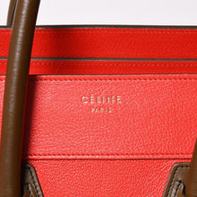 画像をギャラリービューアに読み込む, 極美品 CELINE セリーヌ LUGGAGE MINI ラゲージ ミニ ハンドバッグ 165213VS0 レッド ブラウン アンティークゴールド金具 中古 4a002514