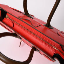 画像をギャラリービューアに読み込む, 極美品 CELINE セリーヌ LUGGAGE MINI ラゲージ ミニ ハンドバッグ 165213VS0 レッド ブラウン アンティークゴールド金具 中古 4a002514