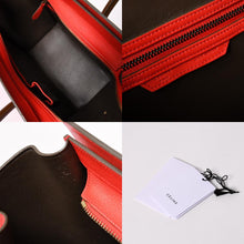 画像をギャラリービューアに読み込む, 極美品 CELINE セリーヌ LUGGAGE MINI ラゲージ ミニ ハンドバッグ 165213VS0 レッド ブラウン アンティークゴールド金具 中古 4a002514