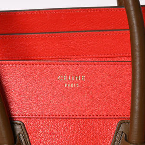 極美品 CELINE セリーヌ LUGGAGE MINI ラゲージ ミニ ハンドバッグ 165213VS0 レッド ブラウン アンティークゴールド金具 中古 4a002515