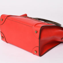 画像をギャラリービューアに読み込む, 極美品 CELINE セリーヌ LUGGAGE MINI ラゲージ ミニ ハンドバッグ 165213VS0 レッド ブラウン アンティークゴールド金具 中古 4a002515
