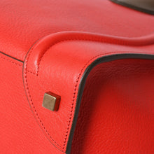 画像をギャラリービューアに読み込む, 極美品 CELINE セリーヌ LUGGAGE MINI ラゲージ ミニ ハンドバッグ 165213VS0 レッド ブラウン アンティークゴールド金具 中古 4a002515