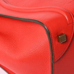 極美品 CELINE セリーヌ LUGGAGE MINI ラゲージ ミニ ハンドバッグ 165213VS0 レッド ブラウン アンティークゴールド金具 中古 4a002515