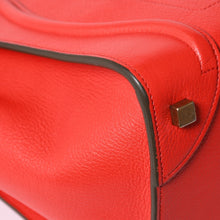 画像をギャラリービューアに読み込む, 極美品 CELINE セリーヌ LUGGAGE MINI ラゲージ ミニ ハンドバッグ 165213VS0 レッド ブラウン アンティークゴールド金具 中古 4a002515