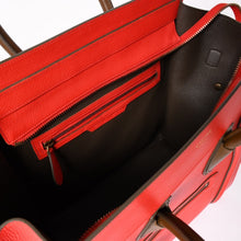 画像をギャラリービューアに読み込む, 極美品 CELINE セリーヌ LUGGAGE MINI ラゲージ ミニ ハンドバッグ 165213VS0 レッド ブラウン アンティークゴールド金具 中古 4a002515