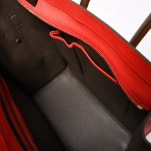 画像をギャラリービューアに読み込む, 極美品 CELINE セリーヌ LUGGAGE MINI ラゲージ ミニ ハンドバッグ 165213VS0 レッド ブラウン アンティークゴールド金具 中古 4a002515