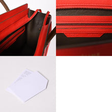 画像をギャラリービューアに読み込む, 極美品 CELINE セリーヌ LUGGAGE MINI ラゲージ ミニ ハンドバッグ 165213VS0 レッド ブラウン アンティークゴールド金具 中古 4a002515