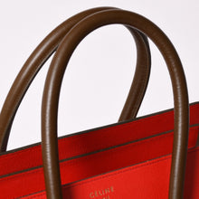 画像をギャラリービューアに読み込む, 極美品 CELINE セリーヌ LUGGAGE MINI ラゲージ ミニ ハンドバッグ 165213VS0 レッド ブラウン アンティークゴールド金具 中古 4a002514