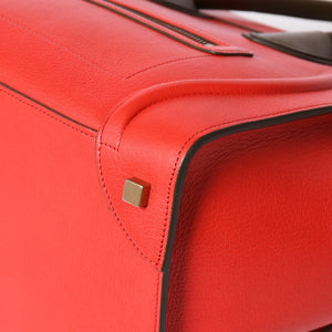 極美品 CELINE セリーヌ LUGGAGE MINI ラゲージ ミニ ハンドバッグ 165213VS0 レッド ブラウン アンティークゴールド金具 中古 4a002514