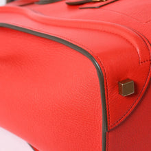 画像をギャラリービューアに読み込む, 極美品 CELINE セリーヌ LUGGAGE MINI ラゲージ ミニ ハンドバッグ 165213VS0 レッド ブラウン アンティークゴールド金具 中古 4a002514