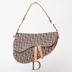Christian Dior Saddleback Oblique One Shoulder Bag Trotter Brown Good Condition Used 4a002517