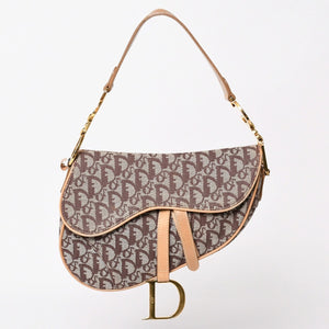 Christian Dior Saddleback Oblique One Shoulder Bag Trotter Brown Good Condition Used 4a002517