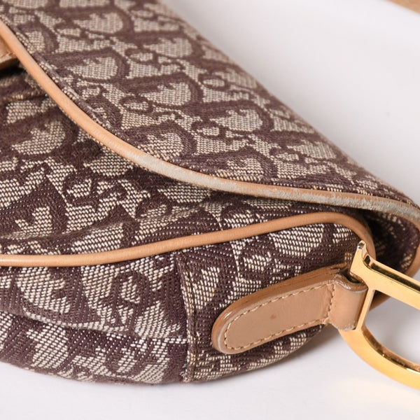 Christian Dior Saddleback Oblique One Shoulder Bag Trotter Brown Good Condition Used 4a002517