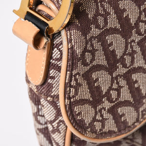 Christian Dior Saddleback Oblique One Shoulder Bag Trotter Brown Good Condition Used 4a002517