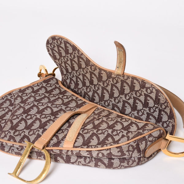 Christian Dior Saddleback Oblique One Shoulder Bag Trotter Brown Good Condition Used 4a002517