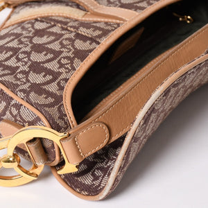 Christian Dior Saddleback Oblique One Shoulder Bag Trotter Brown Good Condition Used 4a002517