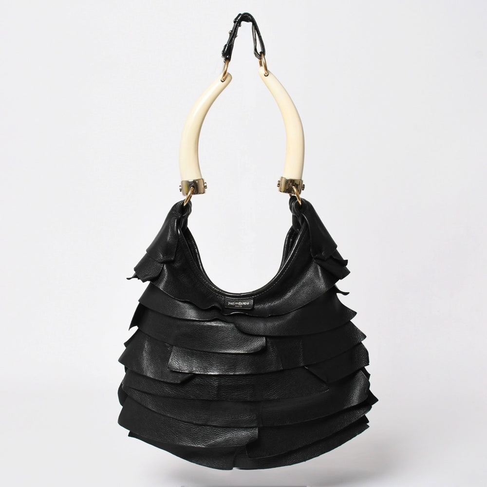 YVES SAINT LAURENT Yves Saint Laurent Mombasa Shoulder Bag Handbag Saint-Tropez Black 129133 Good Condition Used 4a002513