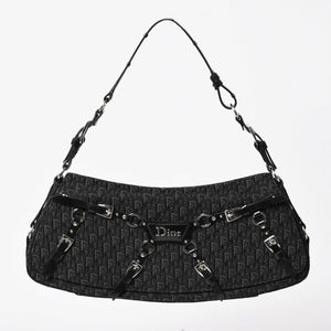 Very Good Condition Christian Dior Bondage One Shoulder Bag 10-MA-0014 Trotter Pattern Galliano Period Used 4a003661