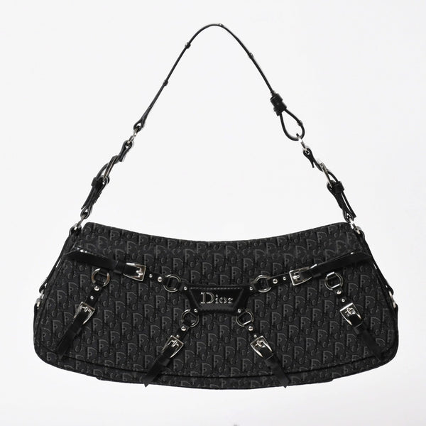 Very Good Condition Christian Dior Bondage One Shoulder Bag 10-MA-0014 Trotter Pattern Galliano Period Used 4a003661