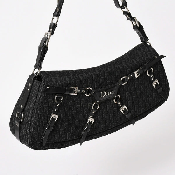 Very Good Condition Christian Dior Bondage One Shoulder Bag 10-MA-0014 Trotter Pattern Galliano Period Used 4a003661