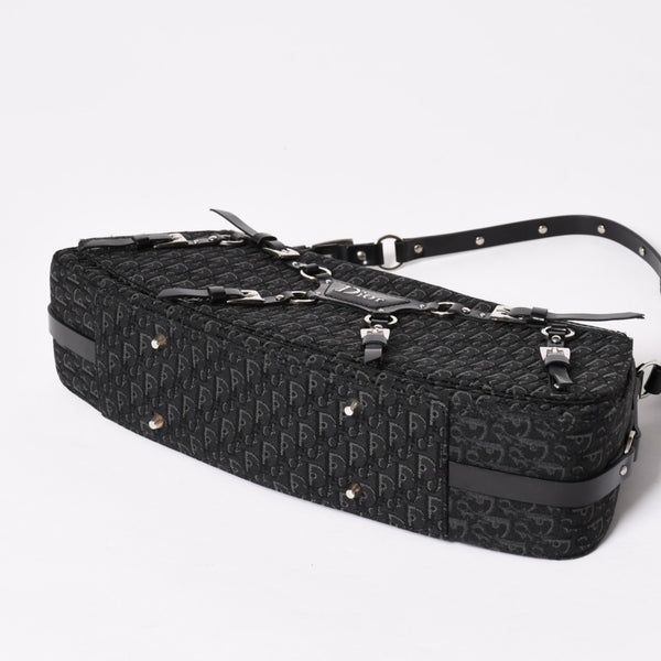 Very Good Condition Christian Dior Bondage One Shoulder Bag 10-MA-0014 Trotter Pattern Galliano Period Used 4a003661