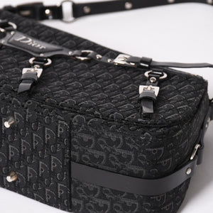 Very Good Condition Christian Dior Bondage One Shoulder Bag 10-MA-0014 Trotter Pattern Galliano Period Used 4a003661
