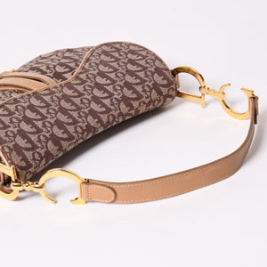 Christian Dior Saddleback Oblique One Shoulder Bag Trotter Brown Good Condition Used 4a002517