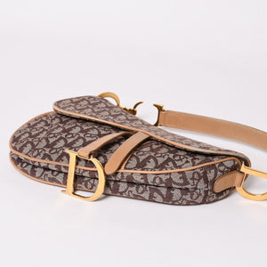 Christian Dior Saddleback Oblique One Shoulder Bag Trotter Brown Good Condition Used 4a002517