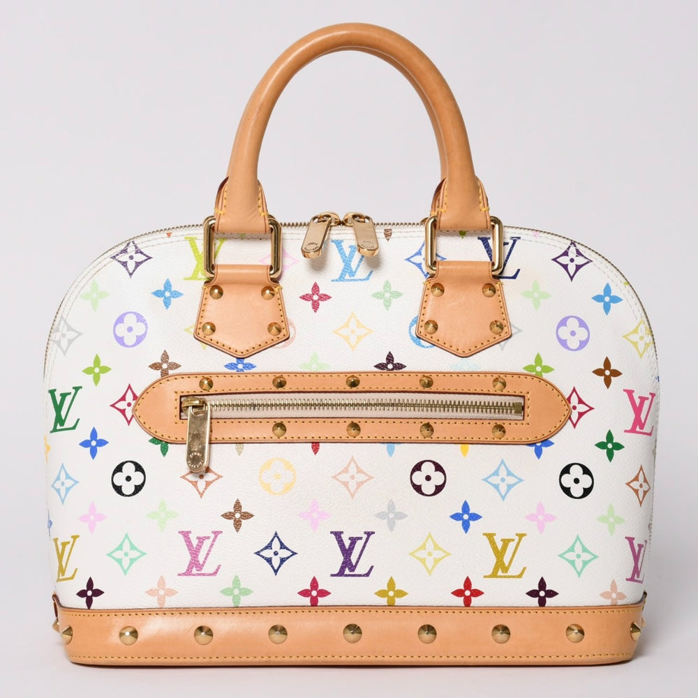 Very Good Condition LOUIS VUITTON Alma Handbag M92647 Monogram Multicolor White Takashi Murakami Used 4a002011