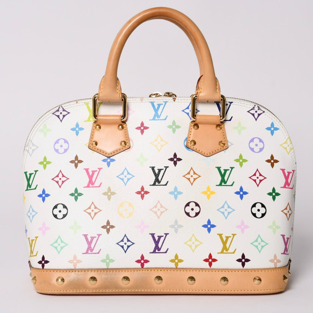 Very Good Condition LOUIS VUITTON Alma Handbag M92647 Monogram Multicolor White Takashi Murakami Used 4a002011