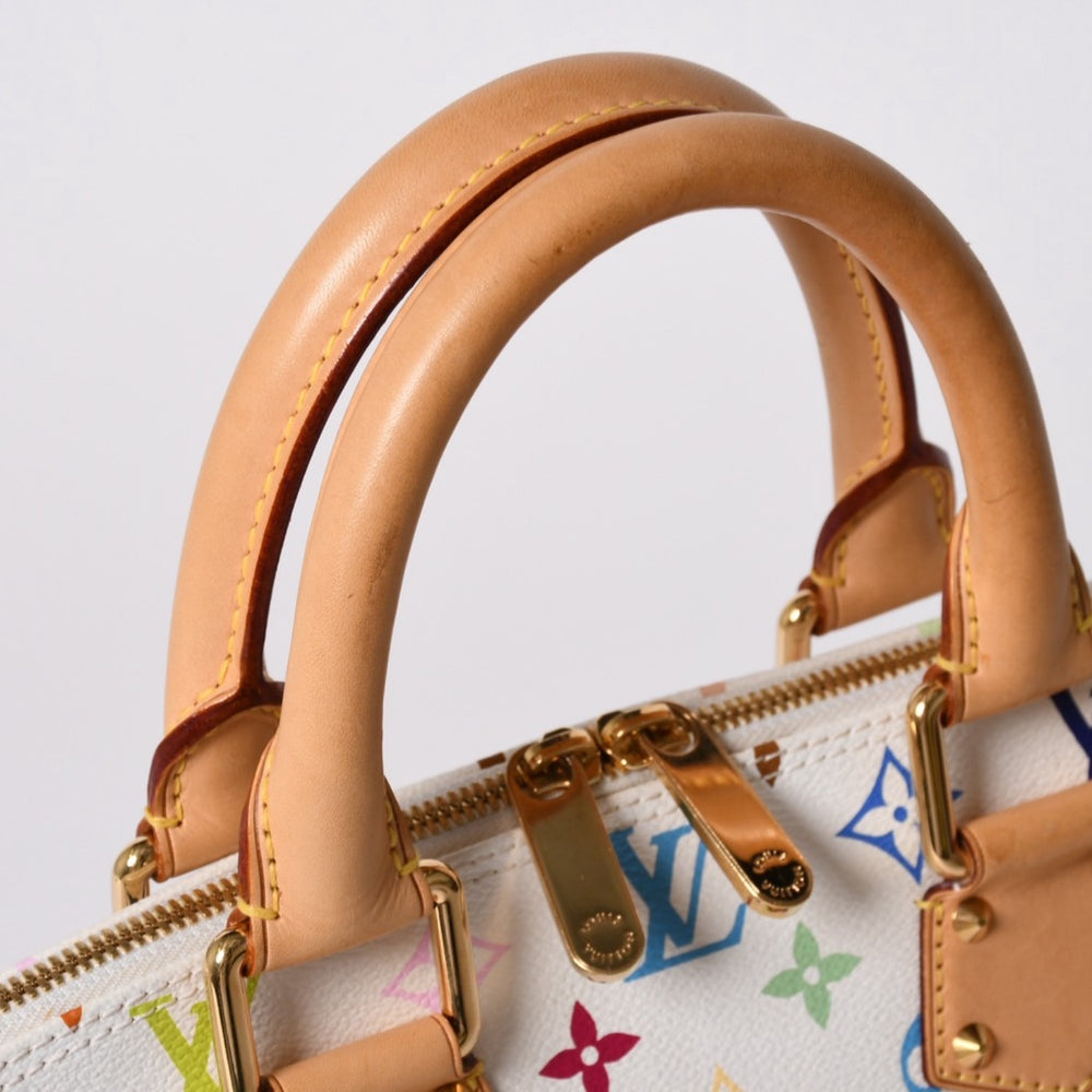 極美品 LOUIS VUITTON ルイヴィトン アルマ ハンドバッグ M92647 モノグラム マルチカラー ホワイト 村上隆 中古 4a002011