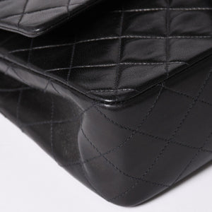 極美品 CHANEL シャネル マトラッセ25 Wフラップ Wチェーンショルダーバッグ 3番台 ココマーク ラムスキン ブラック ゴールド金具 中古 4a002445