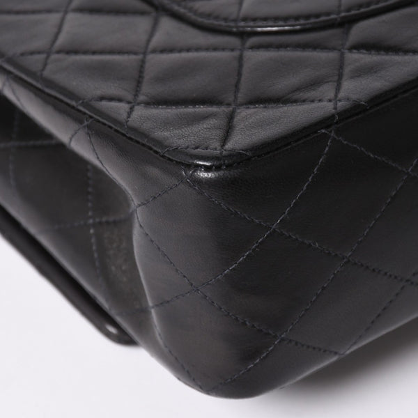 極美品 CHANEL シャネル マトラッセ25 Wフラップ Wチェーンショルダーバッグ 3番台 ココマーク ラムスキン ブラック ゴールド金具 中古 4a002445