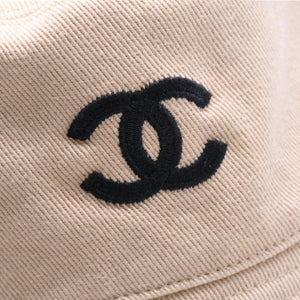 CHANEL シャネル リバーシブル バケットハット 帽子 M23A刻印 ココマーク ベージュ 刺繍 総柄 美品 中古 4a002556