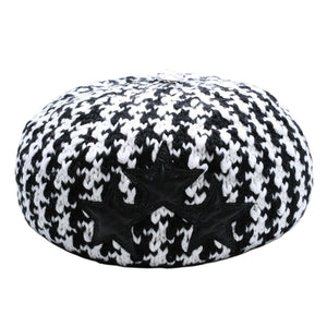 新品未使用 CHROME HEARTS クロムハーツ スターパッチ ビーニー ニットキャップ ONE SIZE 53-60cm 3パッチ スターボタン 中古 4a000956