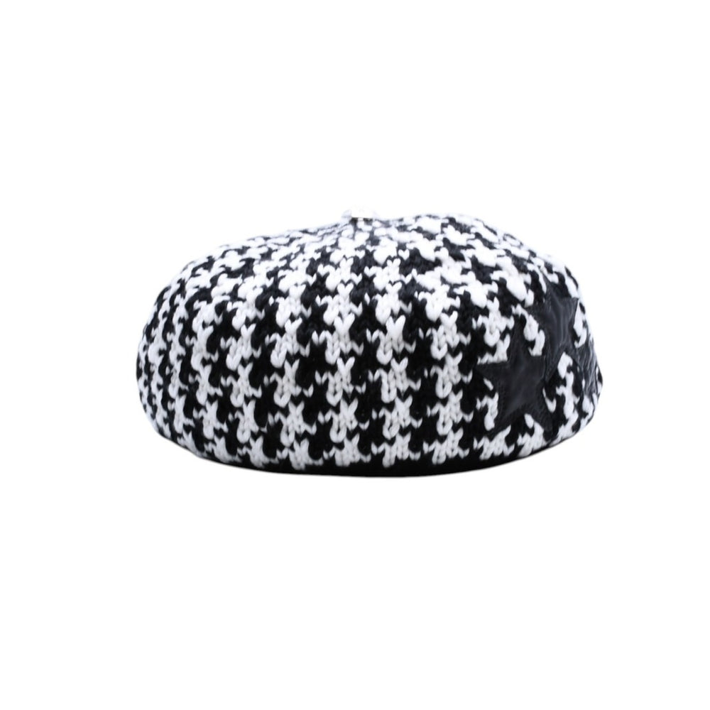 新品未使用 CHROME HEARTS クロムハーツ スターパッチ ビーニー ニットキャップ ONE SIZE 53-60cm 3パッチ スターボタン 中古 4a000956